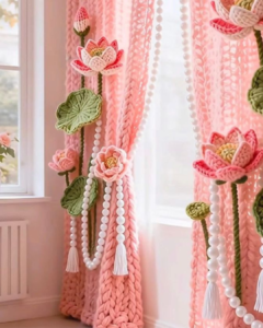CROCHET LOTUS CURTAIN TIEBACK